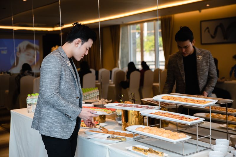 Cabana Taco corporate catering event with large buffet spread